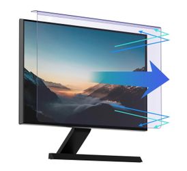 A pair of 23-24 inch Computer Anti Blue Light Screen Protector, Hanging Desktop Monitor Blue Light Filter