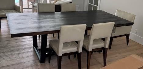 Artefacto Dining Table Set for 6 – Solid Wood & Leather Chairs