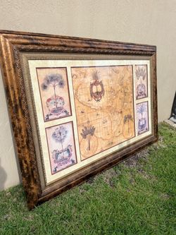 Massive 73"x50" Oversized Framed Art - Signed Liz Jardine "Nova Totius" Map