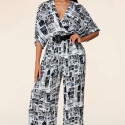L'ATISTE Newsprint Jumpsuit 