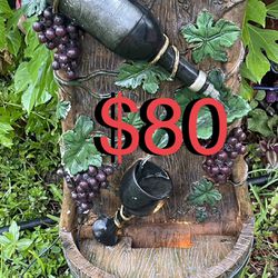 $80 Garden Water Fountain , wine and leaves design fountain, can be wall mounted
