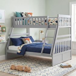 Gray Wood Twin over Full Bunk Bed New in Box