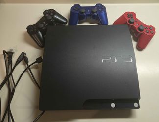 Sony PS3 Slim 250GB (Model CECH-2001B) Bundle - 3 Mint Controllers & Cables