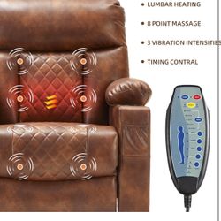 Large Lay Flat Power Lift Recliner Chair, One Touch Reset Power Recliner with Heat and Massage, Dual Motor Infinite Position with Extended Footrest, C