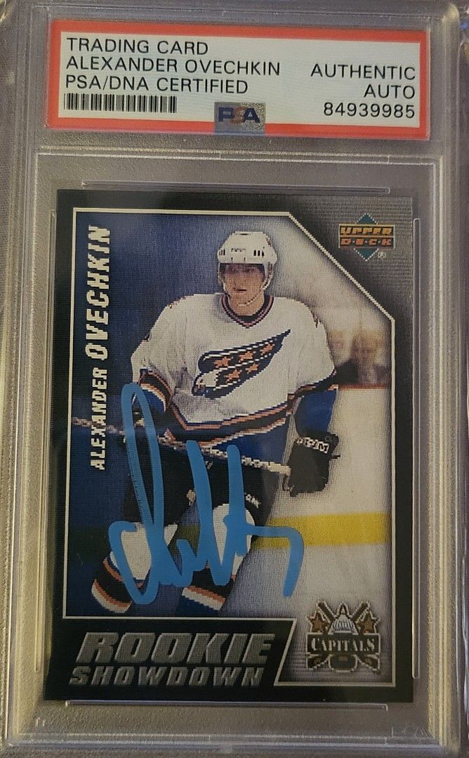ALEXANDER OVECHKIN SIDNEY CROSBY 2005-06 UD ROOKIE SHOWDOWN ON CARD AUTO PSA DNA CERTIFIED