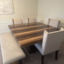 Dining table + 4 chairs + bench