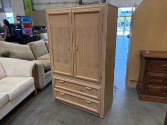 Washed Oak 3 Drawer Armoise with Curved Finger Pulls