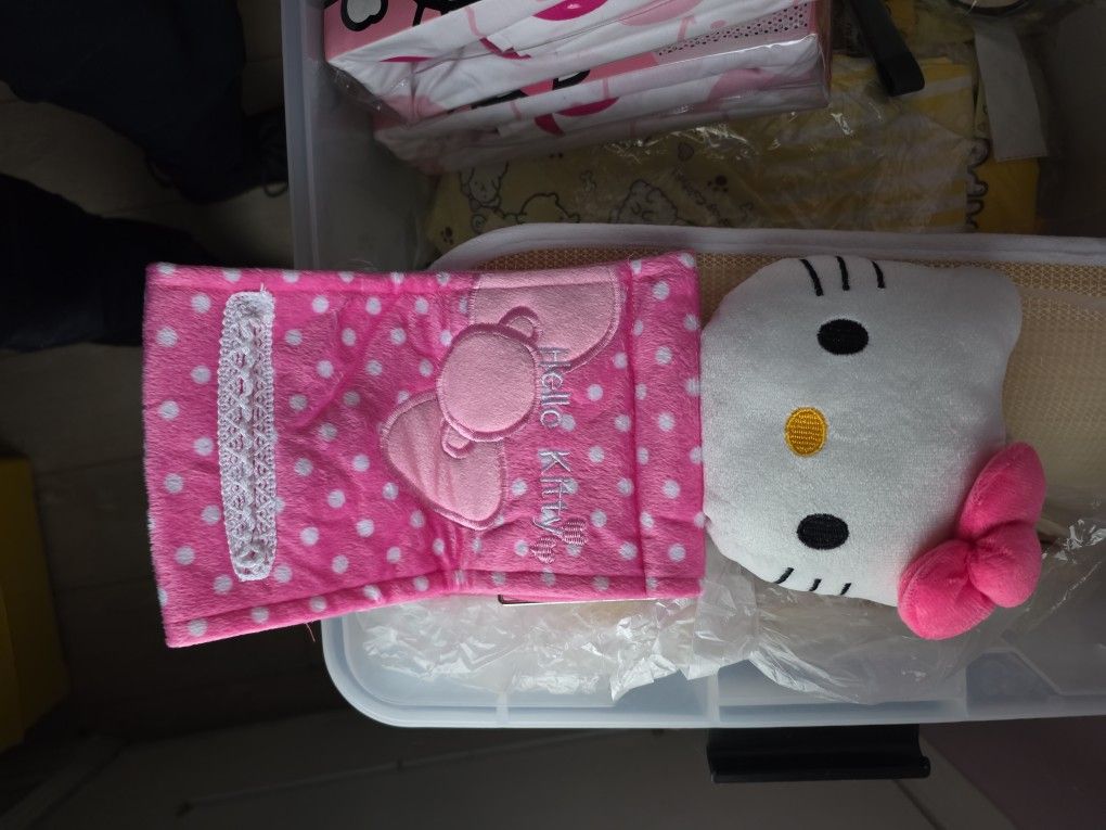 Cute Sanrio Hello Kitty Tissue Storage Bag Cartoon Cloth Handicrafts Anime Action Figure Car House Anime $8