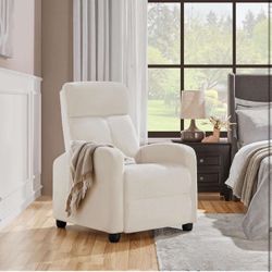 Fabric Recliner Chair Single Sofa Home Theater Seatting Adjustable  Ivory K-15