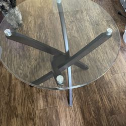 Nice Glass Table With Cherry Oak Legs 