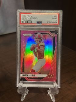 2024 Panini Prizm 347 Jayden Daniels Pink Prizm PSA 9