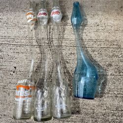4Vintage Stretched 16 oz Pepsi Cola & Draft Hires Rootbeer Long Neck Glass Bottle (1PT) & Bluish One
