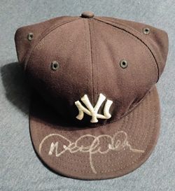 Old Derek Jeter Autographed Yankee Hat 