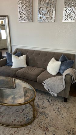 Gray Tufted Upholstered Sofa
