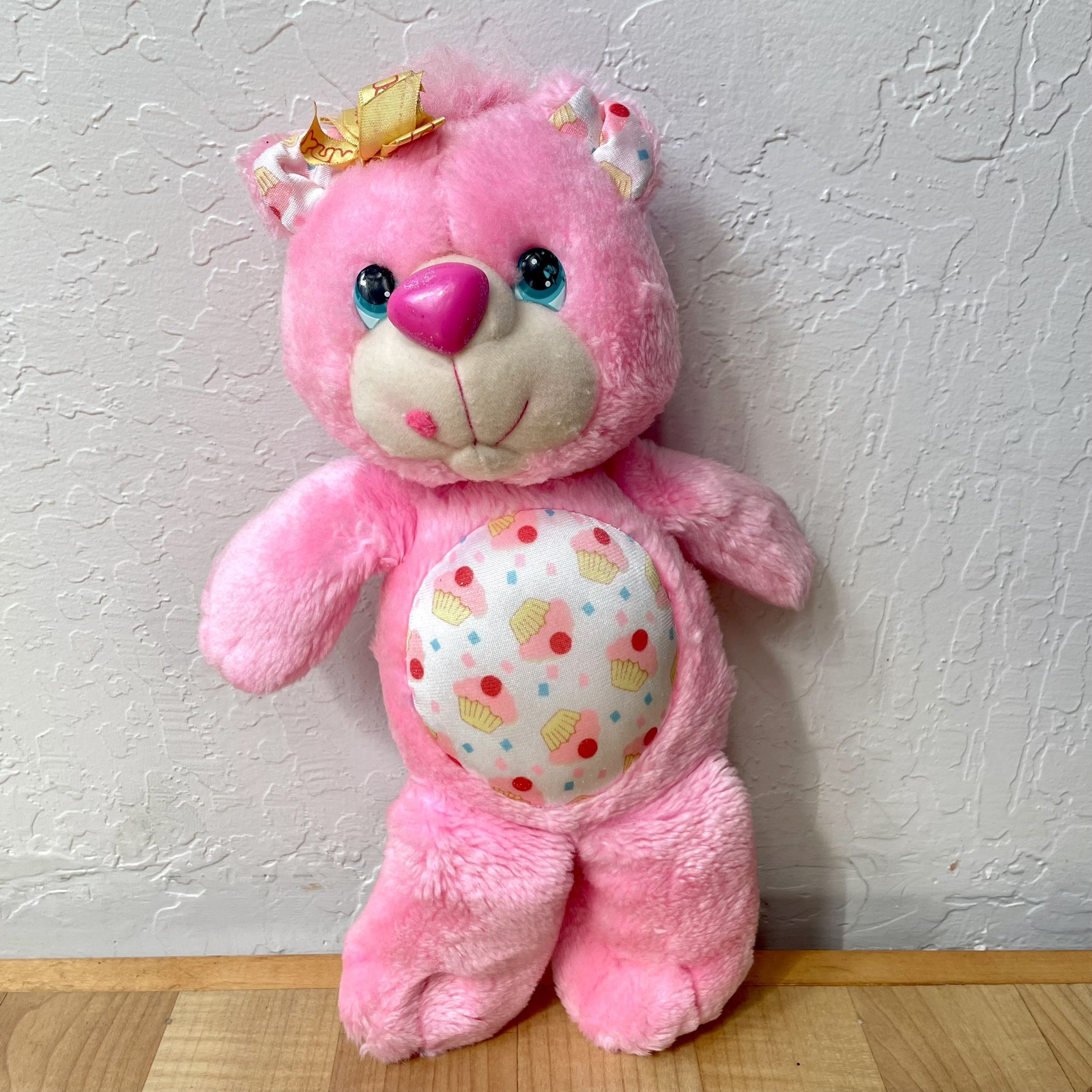 Vintage 1991 Party Yum Yum Teddy Cakes Pink Bear Plush Stuffed Animal Toy