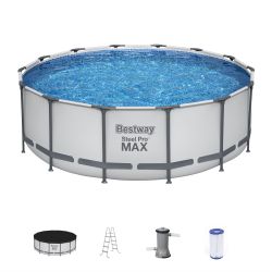 New in box Bestway Steel Pro MAX 14 Ft x48 Inch Round Metal Frame Above Ground Outdoor Swimming Pool