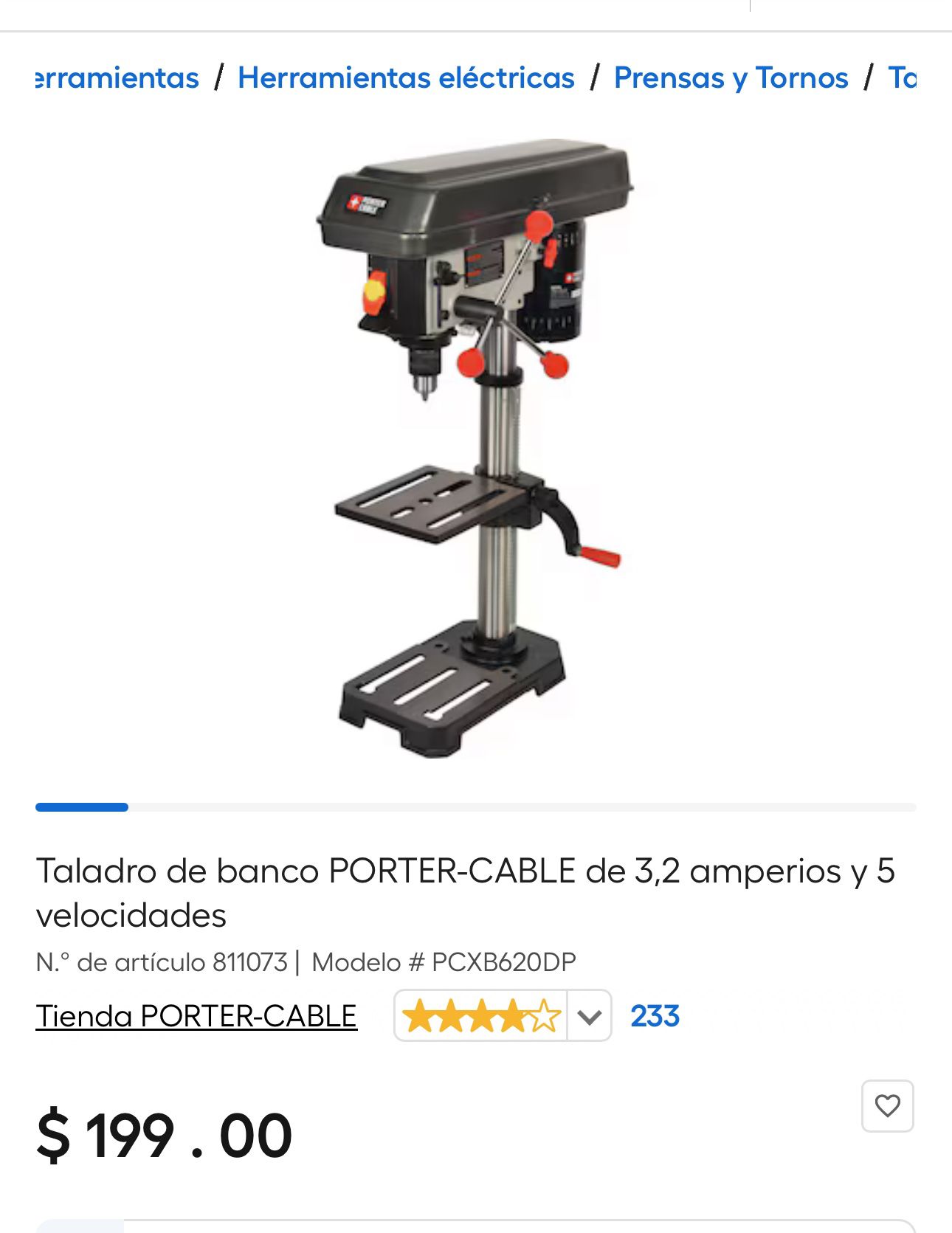 PORTER-CABLE 3.2 Amp 5 Speed ​​Bench Drill