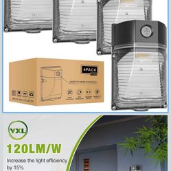 YXL 4PACK 30W 3600LM LED Wall Pack Lights with Dusk to Dawn Photocell, AC100-277V 5000K Wall Pack Lights Outdoor Led, IP65 Waterproof, ETL Listed, for