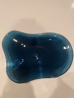 Blue Art Glass Decorative Bowl