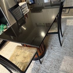 Black Solid Granite Table Top W/Separate Base