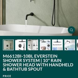 2- 10" Rain Shower Head with Handheld & Bathtub Sout