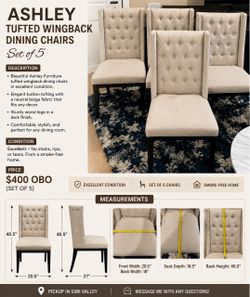 Ashley Tufted Wingback Dining Chairs Set of 5