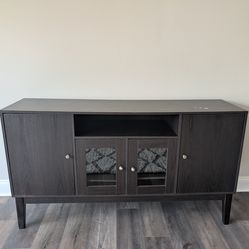 Dark brown wood credenza