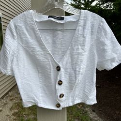 Sugar + Lips Women's White Croptop