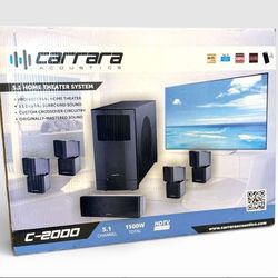 Carrara Acoustics C-2000 – 5.1 Channel Home Theater System (1500W Power!)