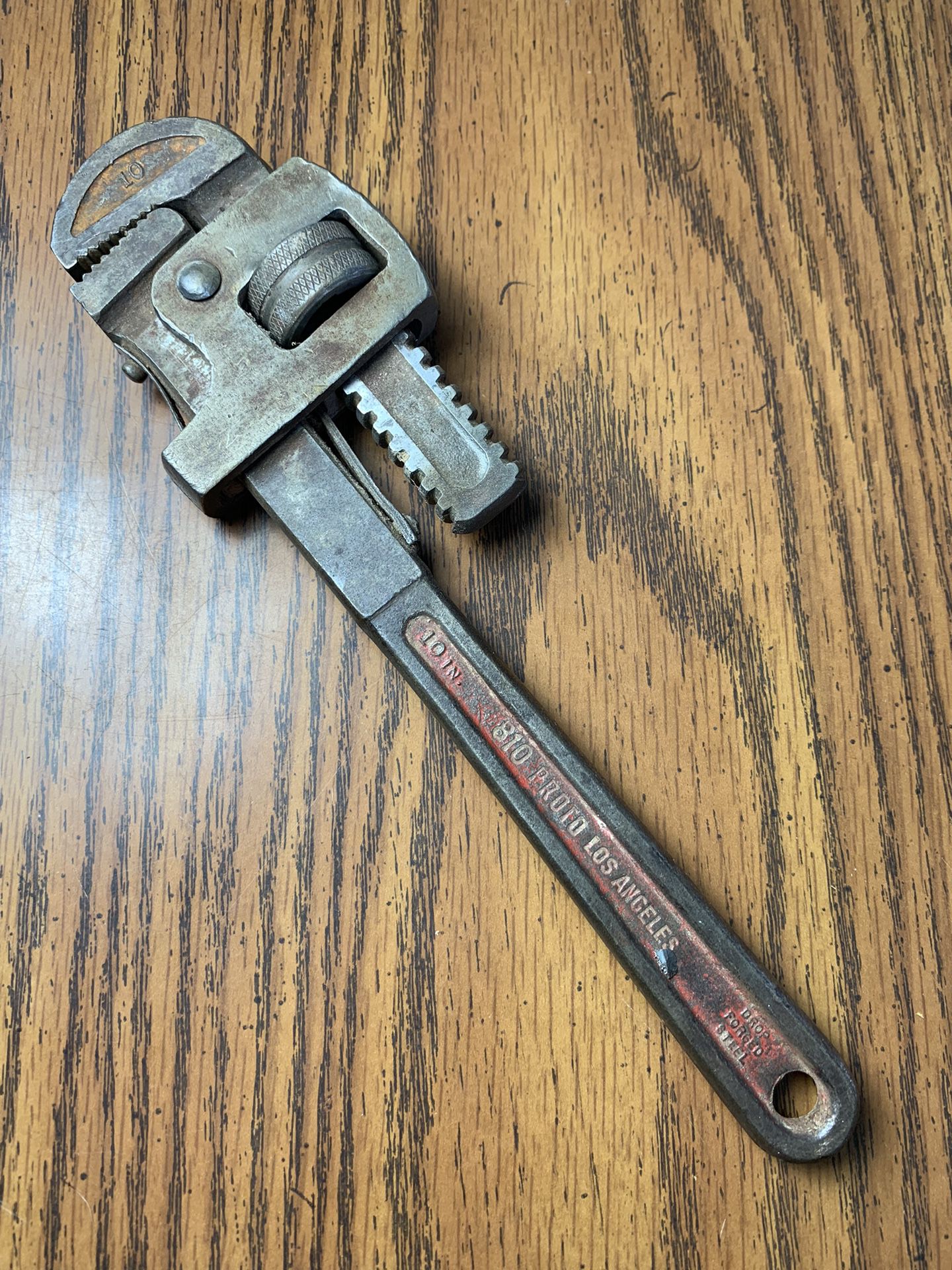 Vintage Proto No.810-10" inch Adjustable Pipe Wrench Drop Forged Steel USA Made