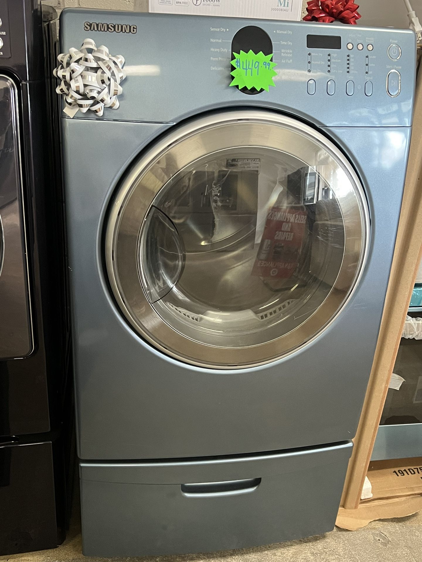 SAMSUNG FRONT LOAD DRYER WITH PEDESTAL