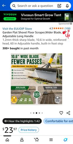 Garden Flat Shovel Floor Scraper Wide Blade