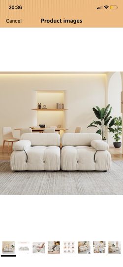 70'' Modular Sectional Sofa, Textured Fabric Loveseat Sofa, Minimalist Bubble Couch, Deep Seat Cloud Sectional Couches for Living Room, Apartment (2 S