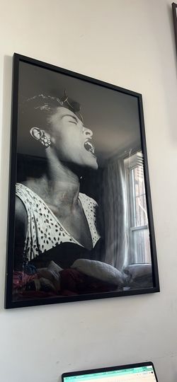 Billie Holiday Black and White Framed Art Print