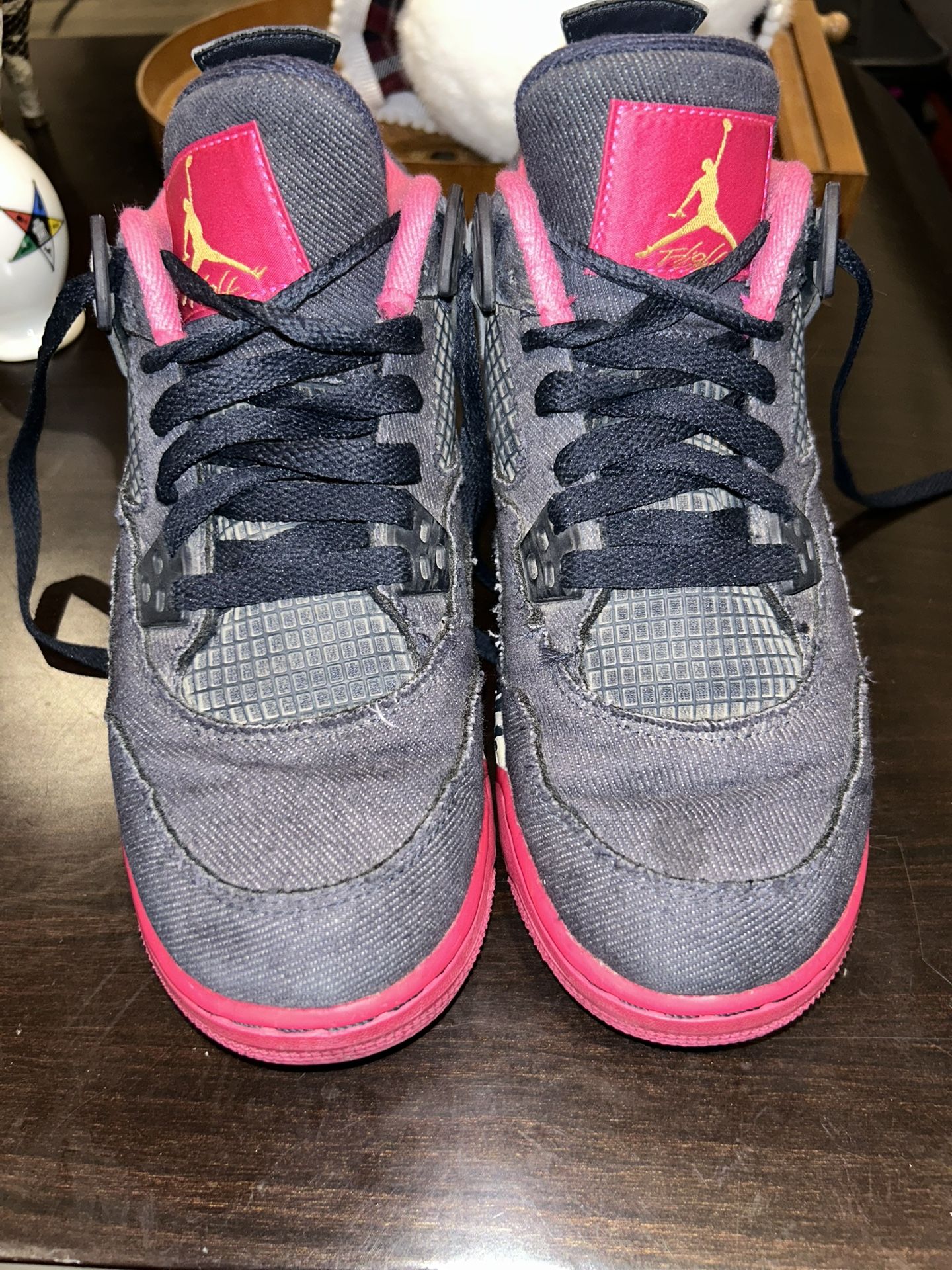 Nike Air Jordan 4 Retro 487724-408 Denim Obsidian Pink Youth Size 4y
