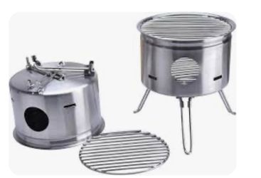 ARC USA BQ2026, Easy Carry Stainless Steel Camping Stove Backing Stove Portable Wood Burning Stoves for Picnic BBQ Camp Hiking with Grid