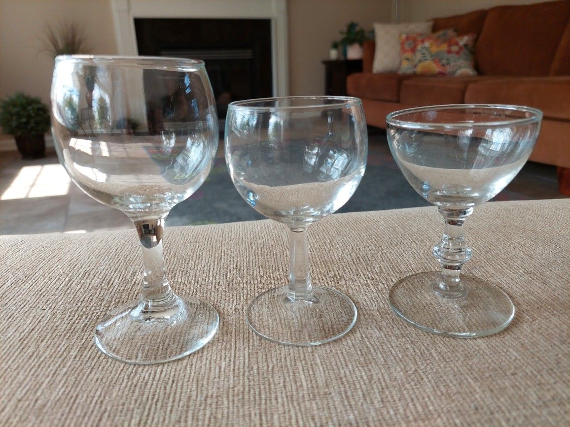 3 Water Wine Glasses Goblets