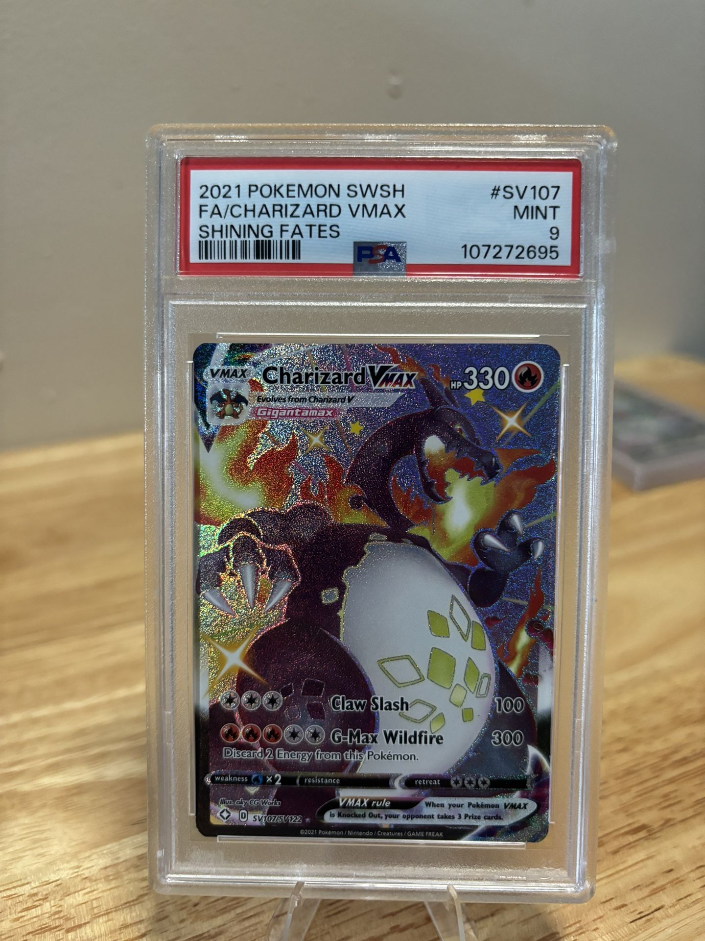 POKEMON SWORD & SHIELD SHINING FATES #SV107 FULL ART/CHARIZARD VMAX PSA 9