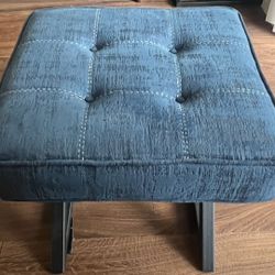 Blue Polyester Ottoman