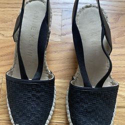 Anne Klein iflex Akaneesa Black Espadrille Wedge Sandals - 7M