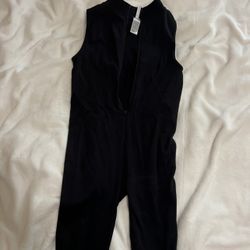 Snatched Black Sleeveless Quarter Zip Romper L/XL