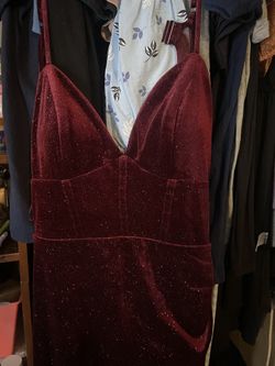 Red Velvet Glitter Corset Prom Dress Size Large