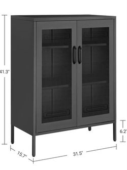 Metal Storage Cabinet with Mesh Doors, Steel Display Cabinets with Adjustable Shelves