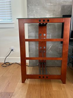 Audio / Visual (A/V) Stand - glass and wood