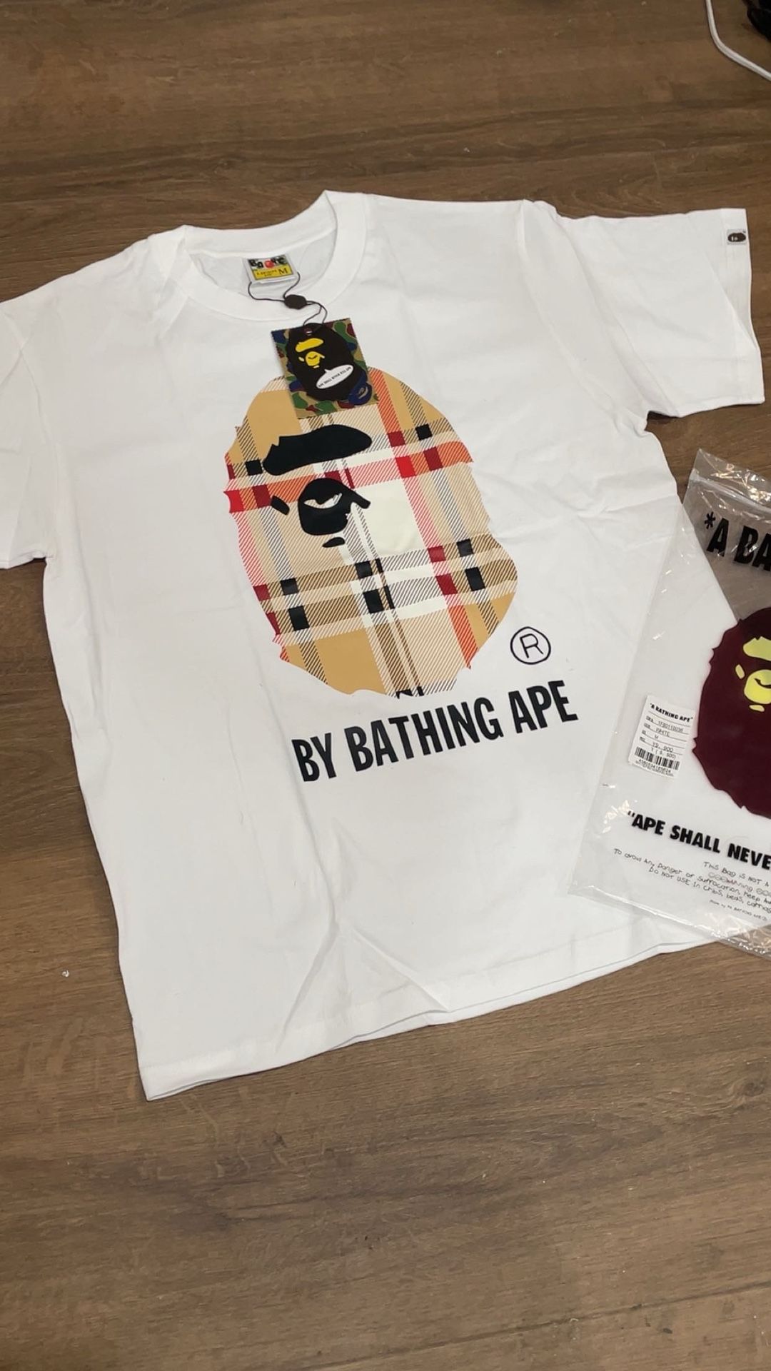 White Bape X Burberry Colab T Shirt