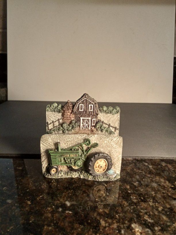 John Deere Tractor / Barn Ceramic Business Card Holder