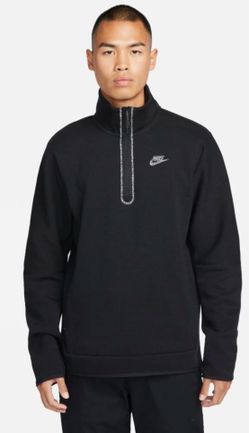 NEW NIKE REVIVAL TECH FLEECE 1/2 ZIP PULLOVER SWEATSHIRT BLACK DQ4314-010 SMALL
