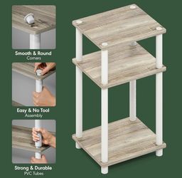 Furinno JUST Side Table, 3-Tier End Table, Open Shelves Night Stand, Bedside Table
