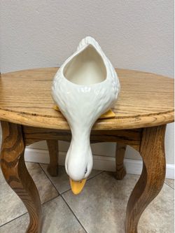 Vintage Ceramic Goose Shelf Sitter Hanging Head Farmhouse Decor Pot 1980s