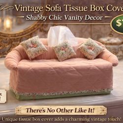 Vintage Sofa Tissue Box Cover – Shabby Chic Floral Decor 